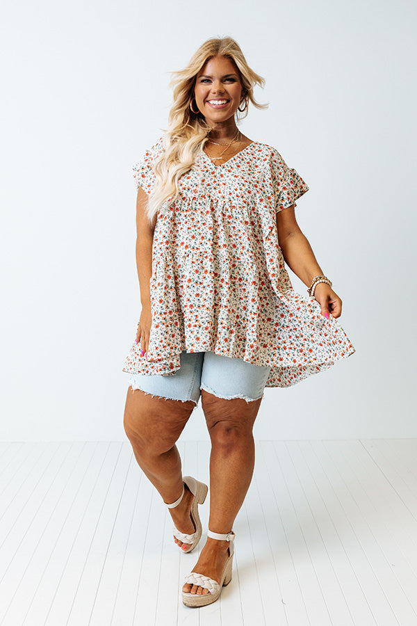 Garden Gorgeous Babydoll Top In Ivory Curves Image - 2