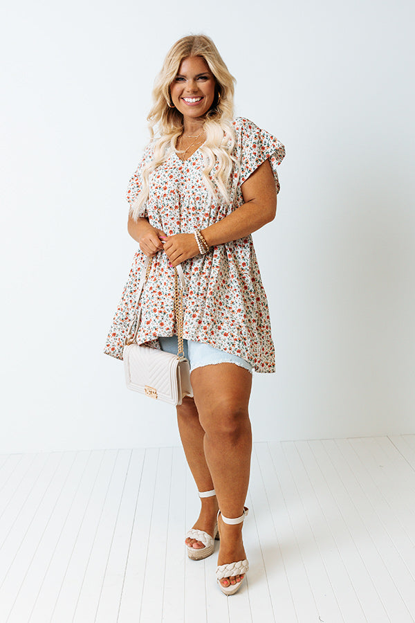 Garden Gorgeous Babydoll Top In Ivory Curves Image - 1