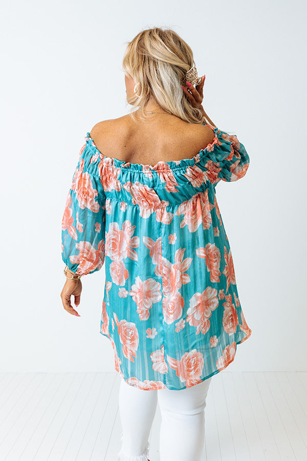 Made For Merriment Floral Shift Top in Turquoise Curves Image - 5
