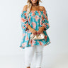 Made For Merriment Floral Shift Top in Turquoise Curves Image - 1