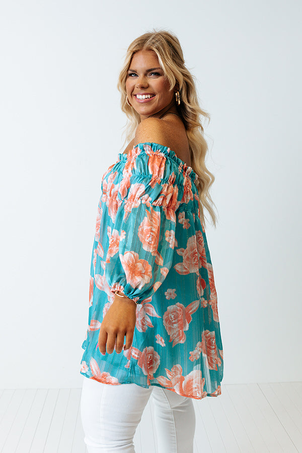 Made For Merriment Floral Shift Top in Turquoise Curves Image - 4