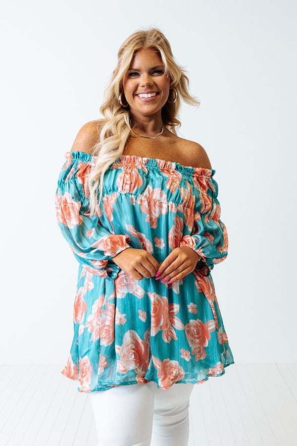 Made For Merriment Floral Shift Top in Turquoise Curves Image - 2