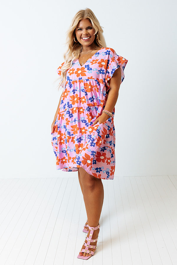 Happy Vibes Floral Babydoll Dress In Light Pink Curves Image - 5