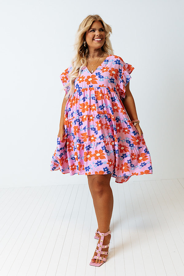 Happy Vibes Floral Babydoll Dress In Light Pink Curves Image - 2