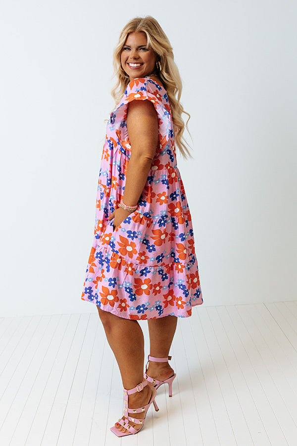 Happy Vibes Floral Babydoll Dress In Light Pink Curves Image - 4