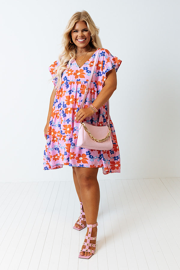 Happy Vibes Floral Babydoll Dress In Light Pink Curves Image - 1