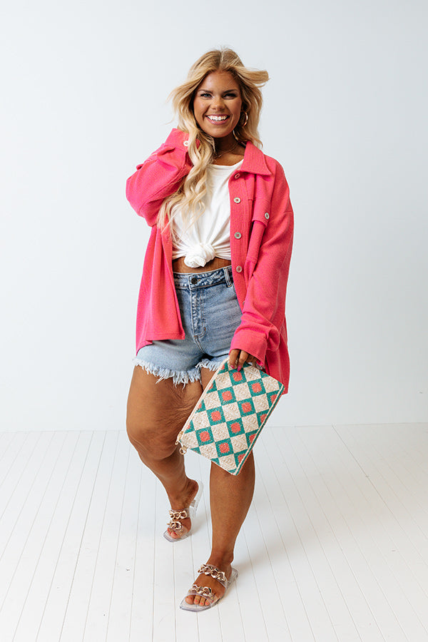 Soul Surfing Knit Button Up In Hot Pink Curves Image - 1