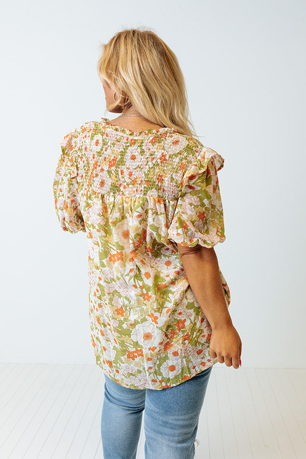 Sweetest Blooms Shift Top In Lime Curves Image - 5