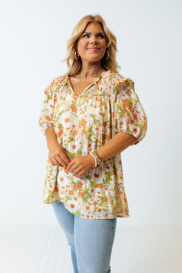 Sweetest Blooms Shift Top In Lime Curves Image - 2