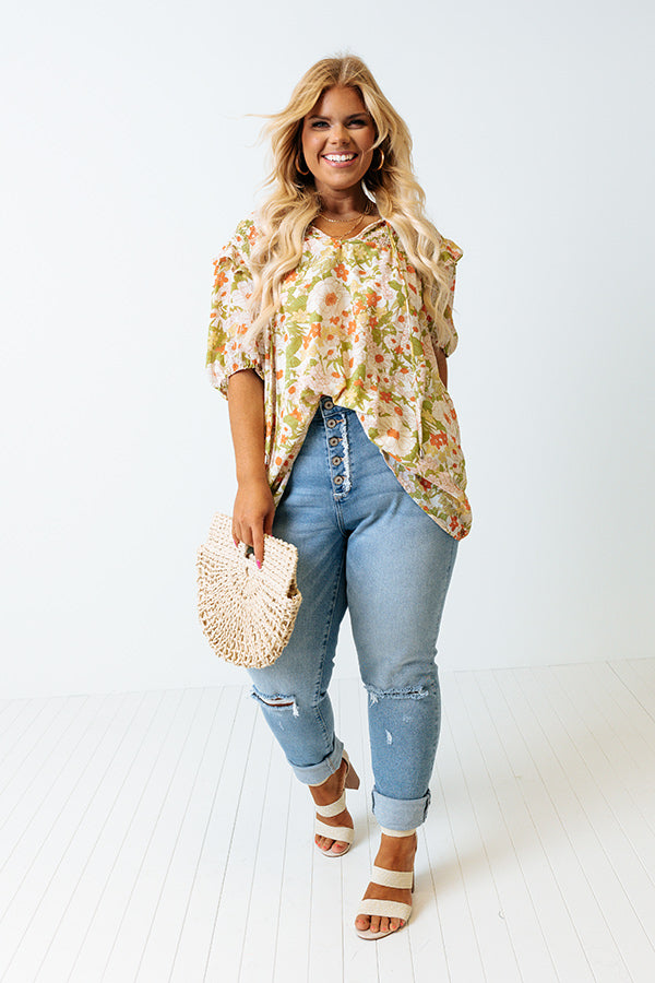 Sweetest Blooms Shift Top In Lime Curves Image - 1