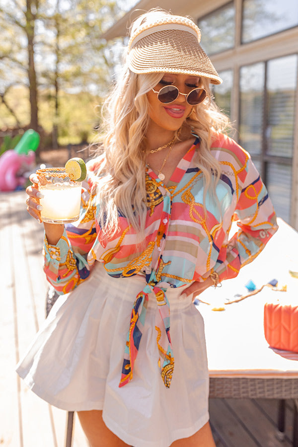 Malibu Mansion Tie Top In Coral Image - 5