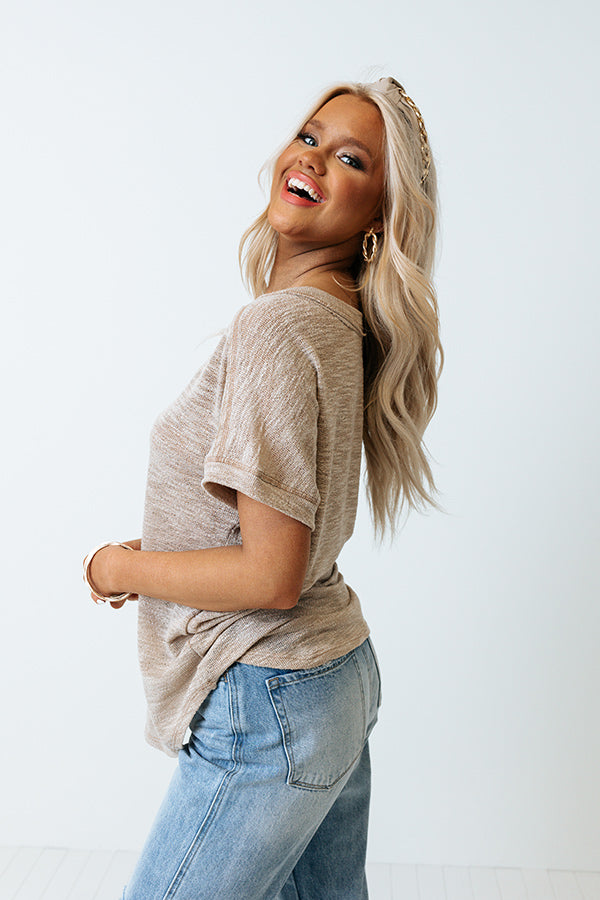 Seas The Moment Knit Top In Warm Taupe Image - 5