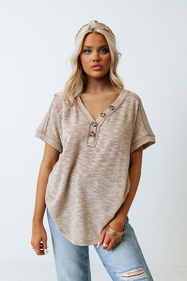 Seas The Moment Knit Top In Warm Taupe Image - 3