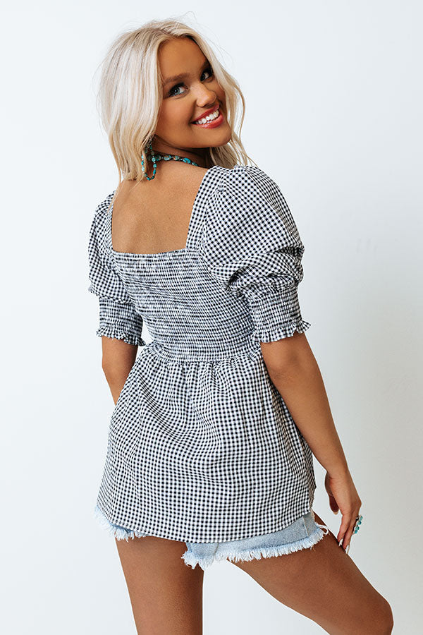 Sweet Summer Nights Gingham Top In Black Image - 4