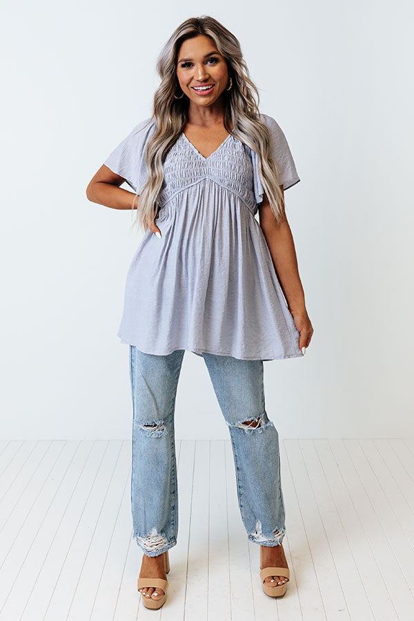 Sunrise Kisses Babydoll Top In Serenity • Impressions Online Boutique