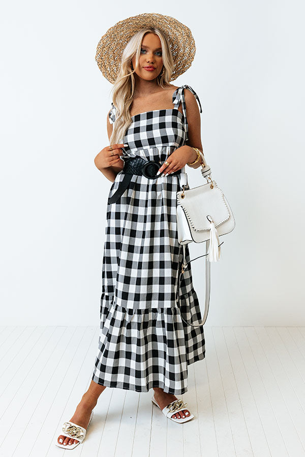 Around The Boardwalk Gingham Dress In Black Image - 1