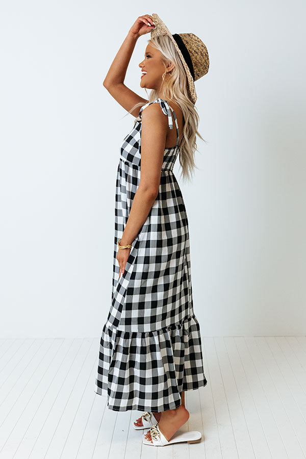 Around The Boardwalk Gingham Dress In Black Image - 3
