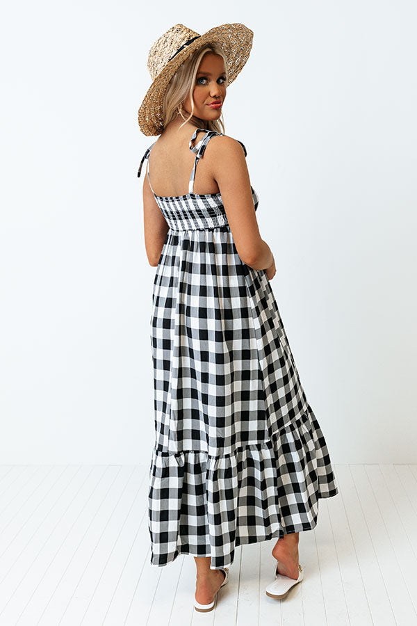 Around The Boardwalk Gingham Dress In Black Image - 4