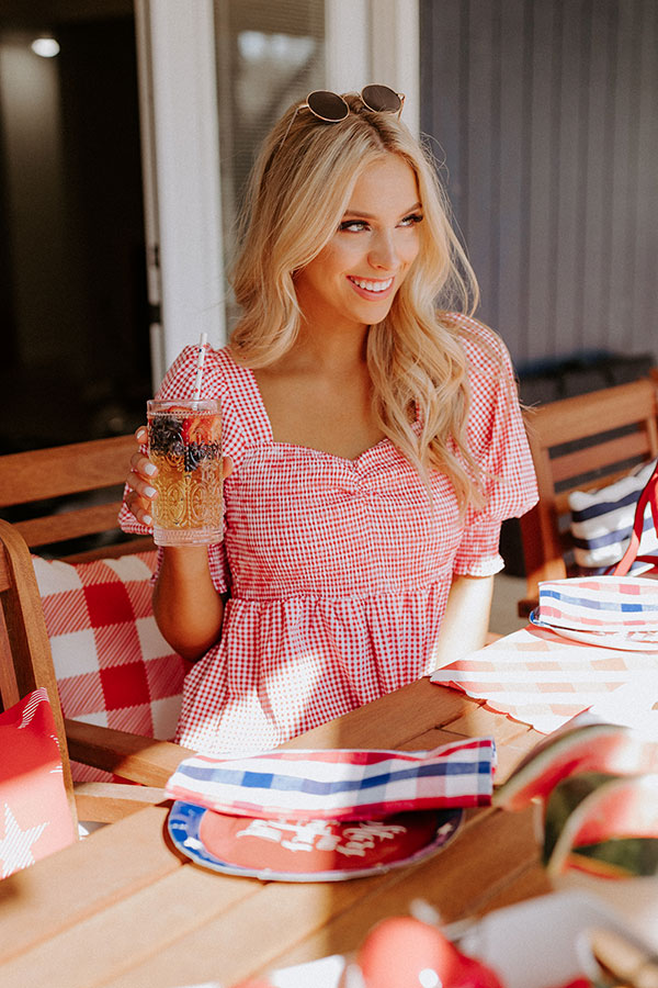 Sweet Summer Nights Gingham Top In Red Image - 1