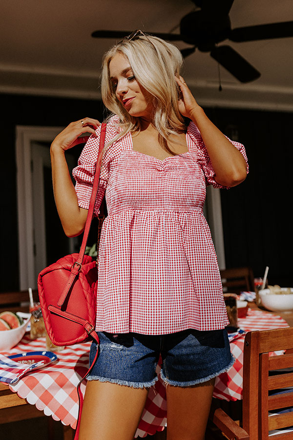 Sweet Summer Nights Gingham Top In Red Image - 3