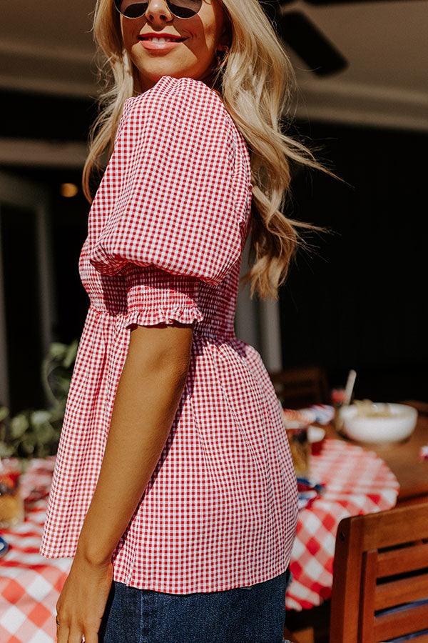 Sweet Summer Nights Gingham Top In Red Image - 4