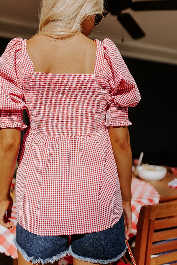 Sweet Summer Nights Gingham Top In Red Image - 5