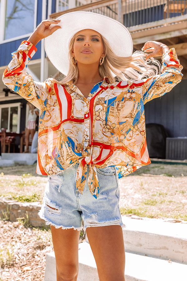 Malibu Mansion Tie Top In Tangerine Image - 5