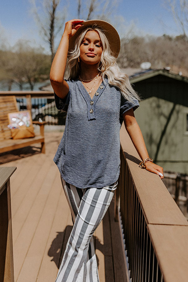 Seas The Moment Knit Top In Navy Image - 2