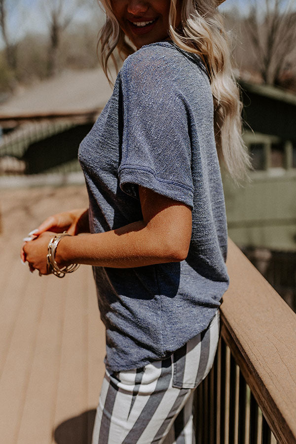 Seas The Moment Knit Top In Navy Image - 5