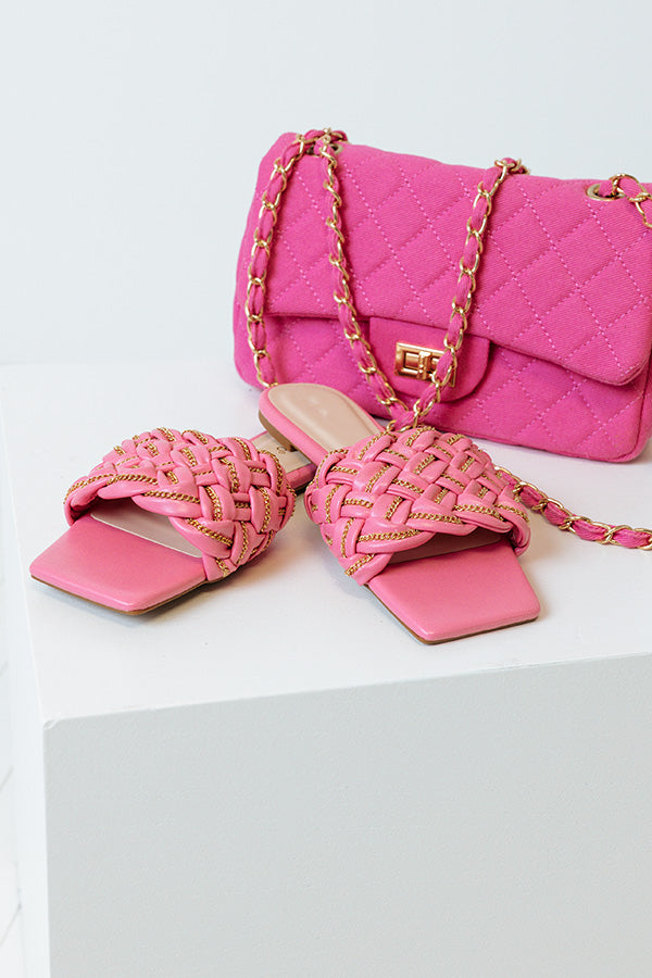 The Lizabeth Faux Leather Braided Sandal In Pink
