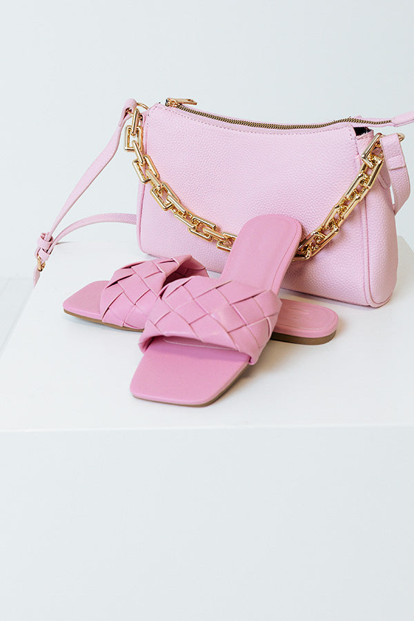 The Brynley Faux Leather Sandal In Pink
