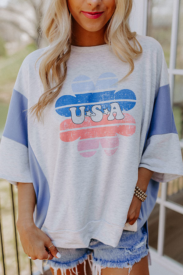 USA Daisy Graphic Tee Image - 3