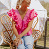 Gorgeous Girly Peplum Top In Pink Image - 1