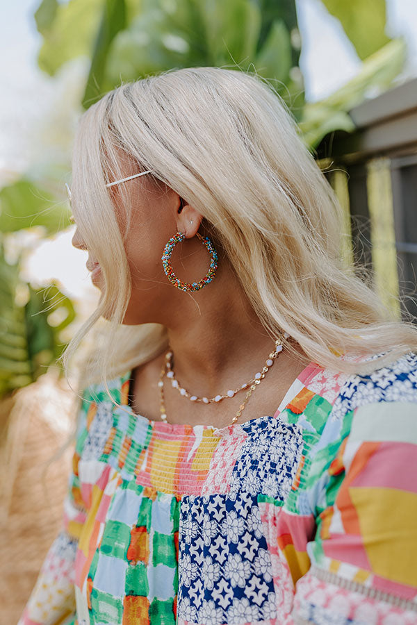 Capture Your Attention Beaded Hoop Earrings In Multi Image - 1