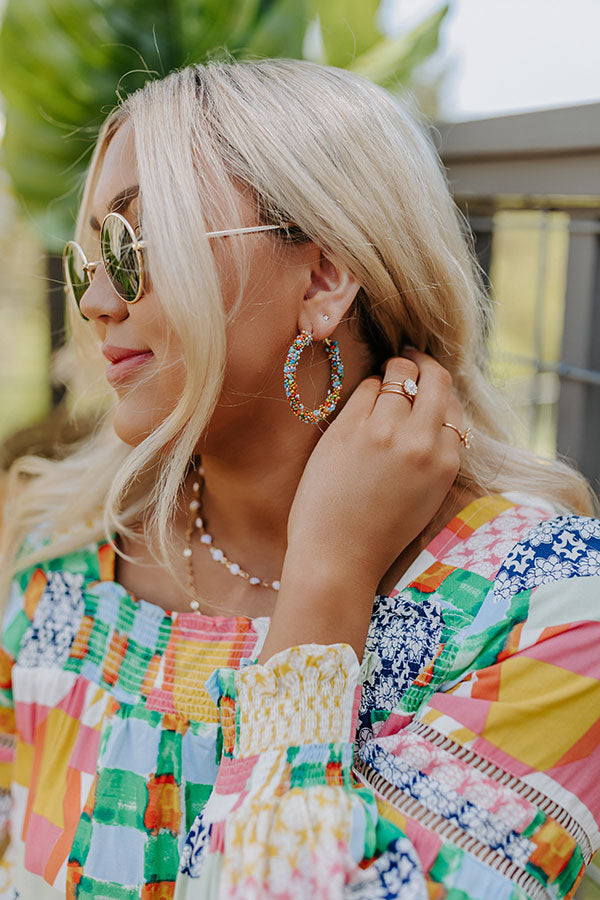 Capture Your Attention Beaded Hoop Earrings In Multi Image - 3