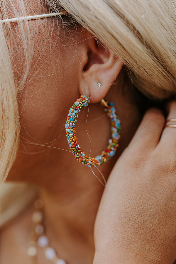 Capture Your Attention Beaded Hoop Earrings In Multi Image - 2