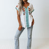 Pulled To Paradise Embroidered Top in Blue Image - 1