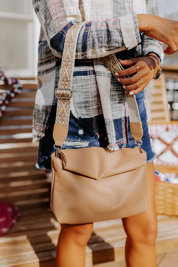Show You Around Faux Leather Crossbody In Warm Taupe