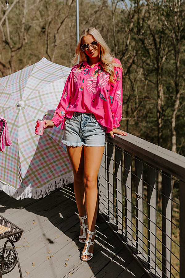 Spotted In Santorini Embroidered Shift Top In Hot Pink Image - 1