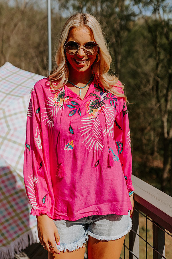 Spotted In Santorini Embroidered Shift Top In Hot Pink Image - 4