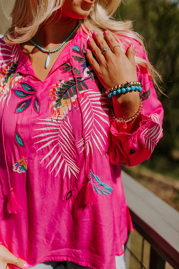 Spotted In Santorini Embroidered Shift Top In Hot Pink Image - 5