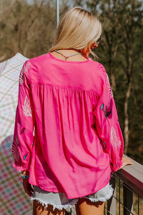 Spotted In Santorini Embroidered Shift Top In Hot Pink Image - 3