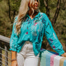 Spotted In Santorini Embroidered Shift Top In Turquoise Image - 1