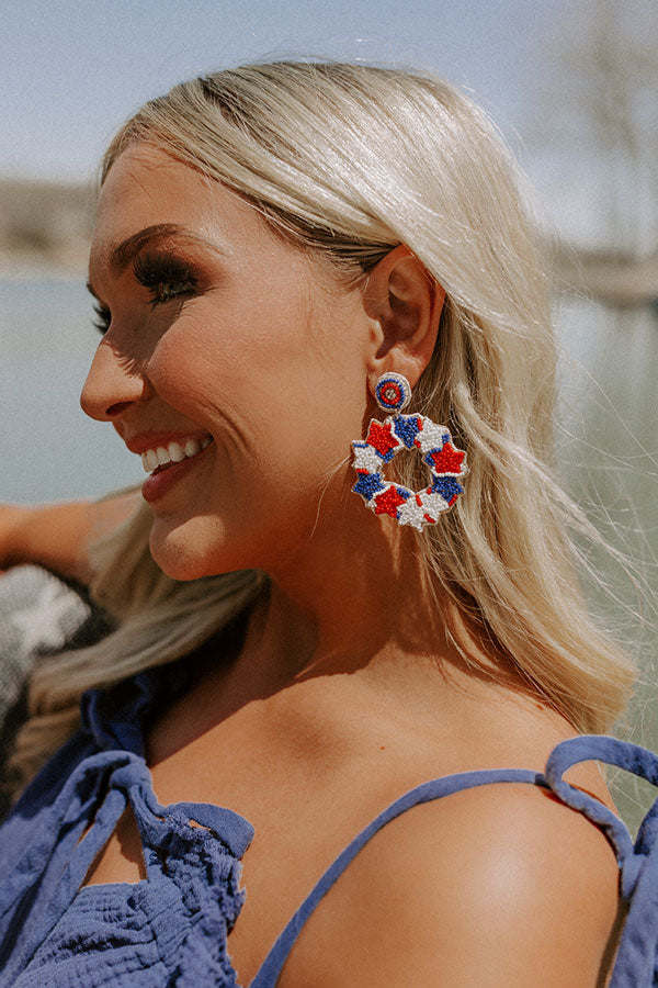 Red, White, And Blessed Beaded Earrings Image - 2