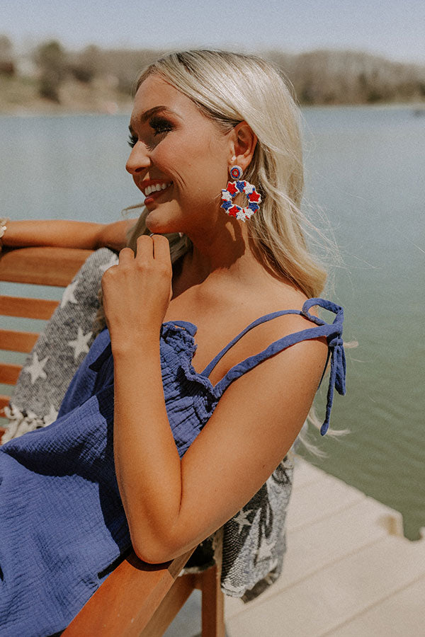 Red, White, And Blessed Beaded Earrings Image - 1