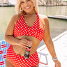 Summer Rhythm Polka Dot Bikini Top in Red Curves Image - 1