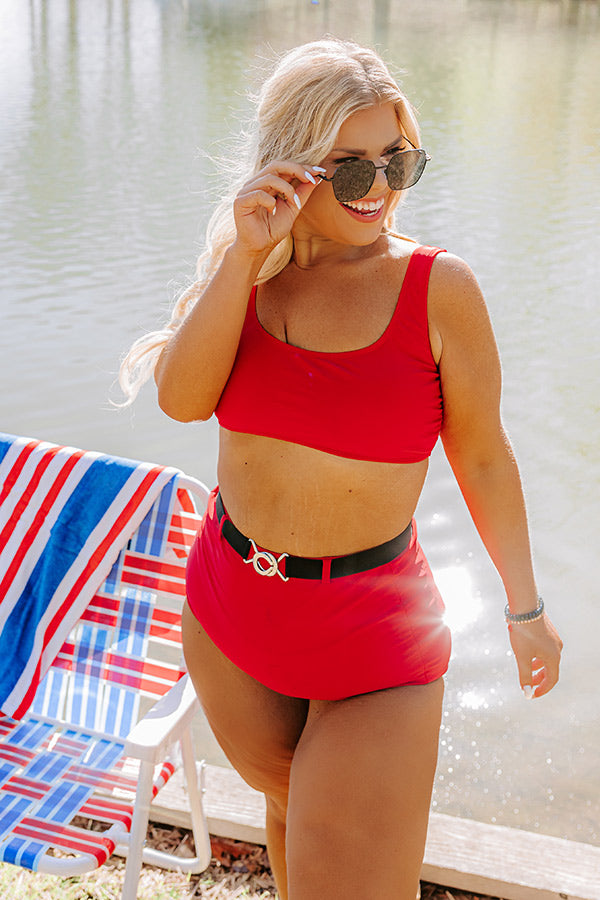 Moon River Bikini Top in Red Curves