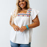 Can't Control Love Embroidered Shift Top In White Curves Image - 1