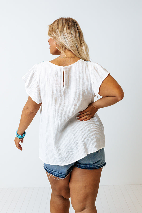 Can't Control Love Embroidered Shift Top In White Curves Image - 5