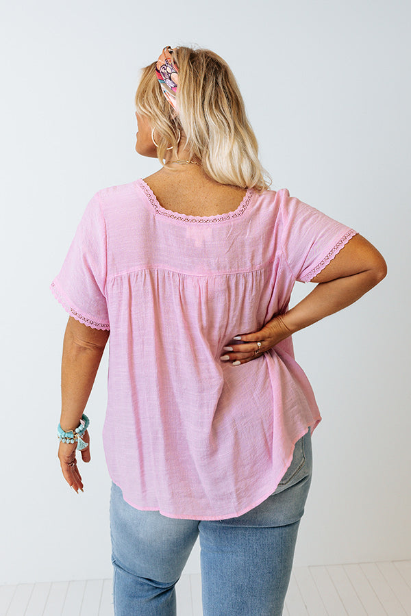 Never Scripted Embroidered Shift Top In Pink Curves Image - 5
